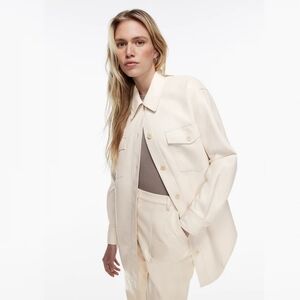 Aritzia Wilfred The Ganna Shirt Jacket Faux Leather Size XS White